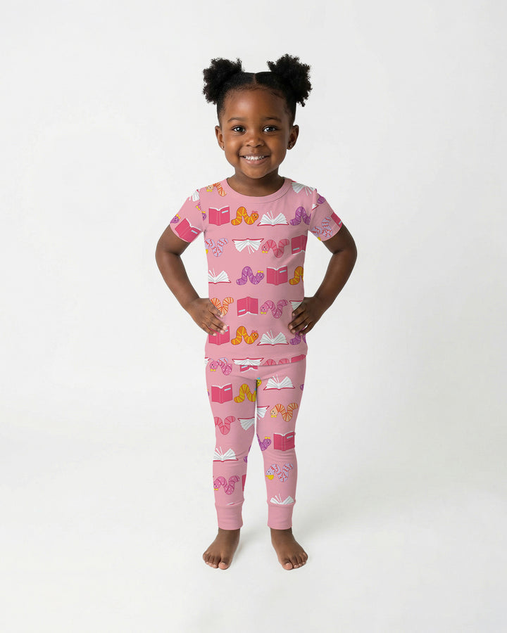 Bookworm Family Matching Bamboo Two Piece Short Sleeve Pajama Set