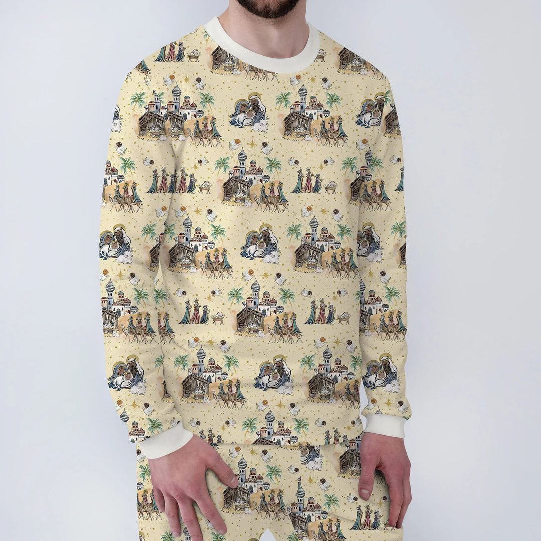 Nativity Christmas Family Matching Family Bamboo Men's Pajama Set