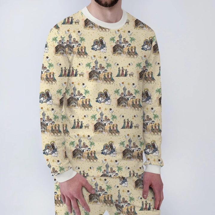 Nativity Christmas Family Matching Family Bamboo Men's Pajama Set