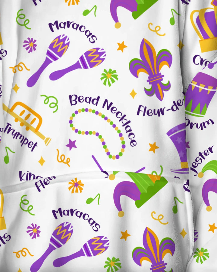 Mardi Gras Family Matching Bamboo Blanket Hoodie