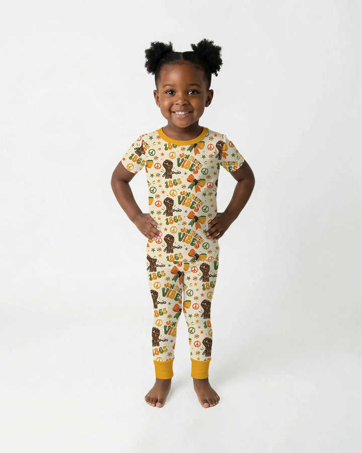 Juneteenth Vibes Vintage Bamboo Two Piece Short Sleeve Pajama Set