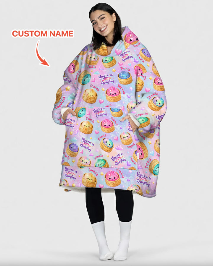 Custom Name You're A Glitter Dumpling Bamboo Blanket Hoodie