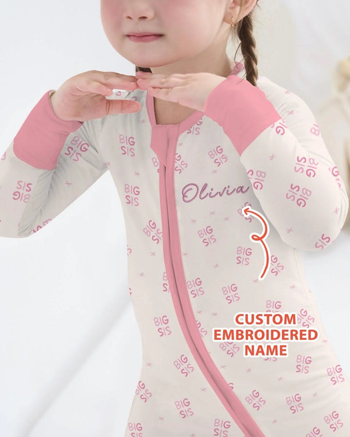 Custom Embroidered Name Big Sis Baby Bamboo Convertible Zippy