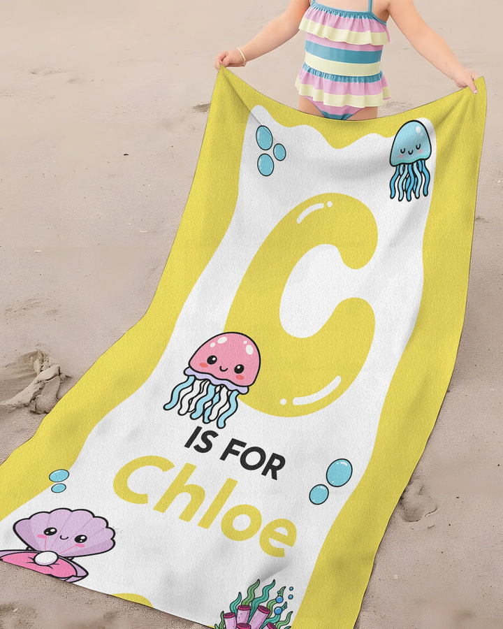 Personalised Ocean Theme Oversized Bamboo Beach Towel