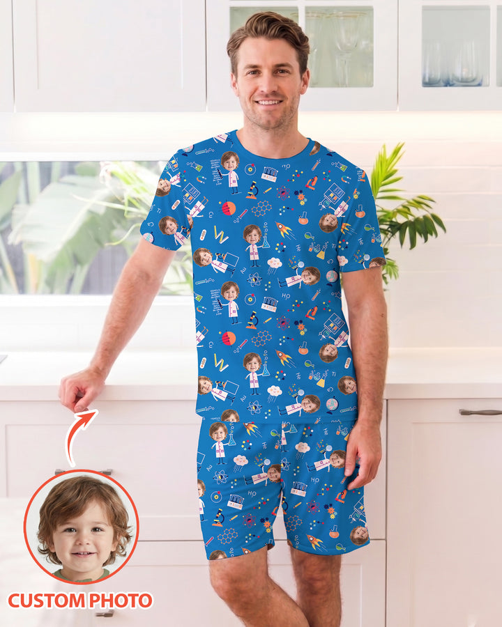 Custom Image Chemical Laboratory Bamboo Men Short Sleeve Short Pajama Set