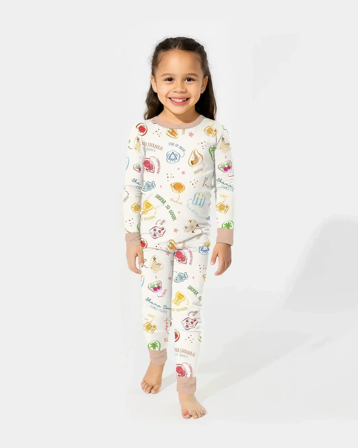 Happy Rosh Hashanah Bamboo Two Piece Long Sleeve Pajama Set