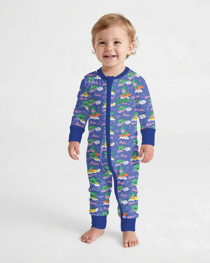 Embroidered Summer Alligator Bamboo Convertible Zippy