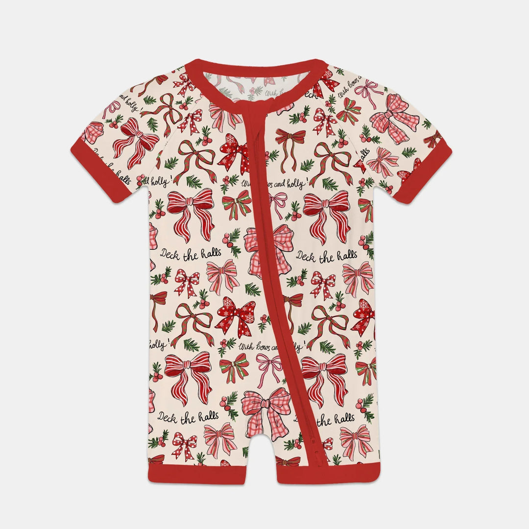 Coquette Christmas Bows Bamboo Shorty Zippy