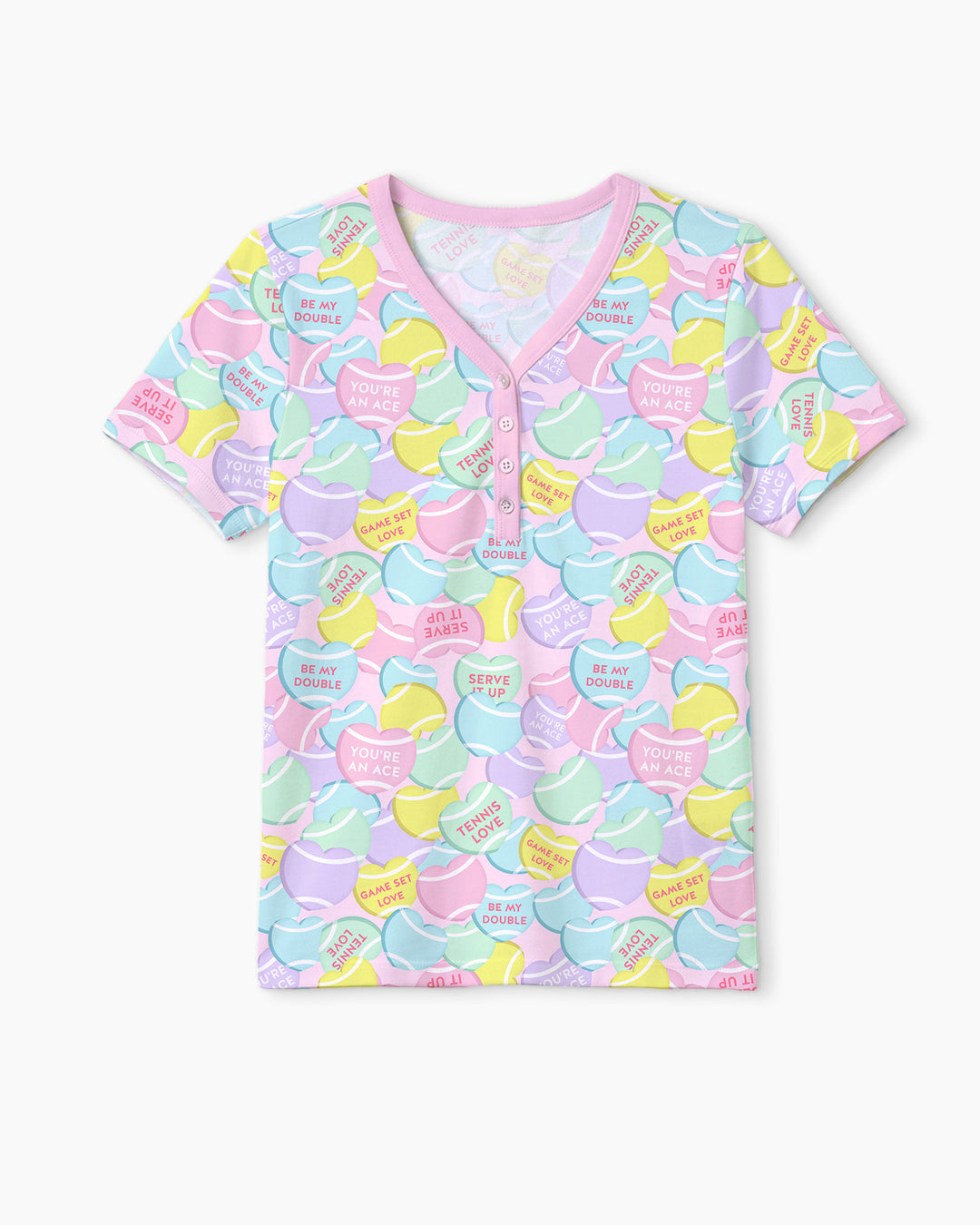 Tennis Candy Family Matching Bamboo Women Short Sleeve Short Pajama Set