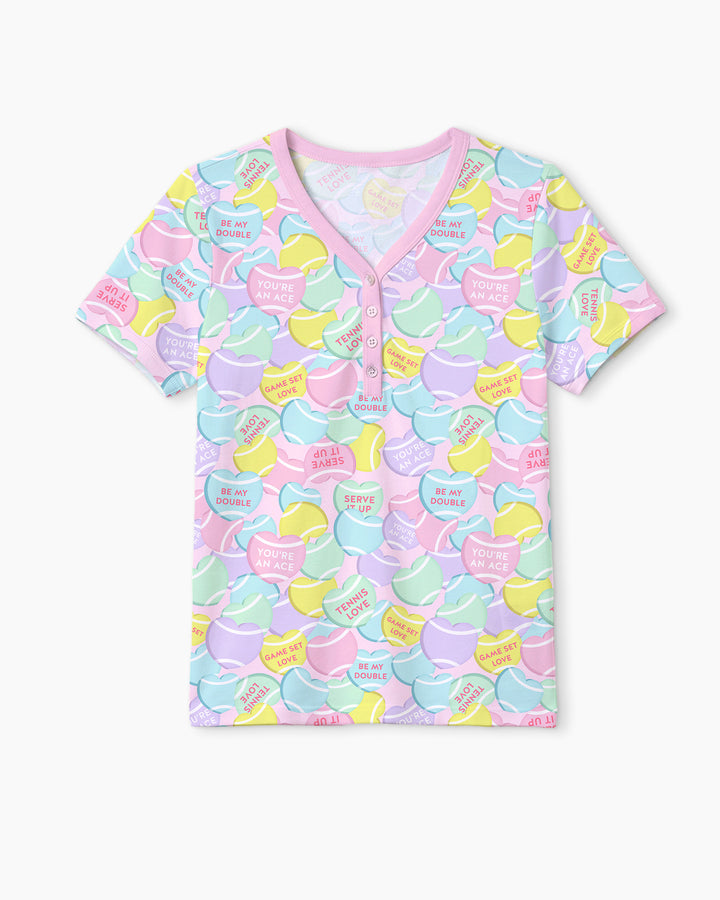 Tennis Candy Family Matching Bamboo Women Short Sleeve Short Pajama Set