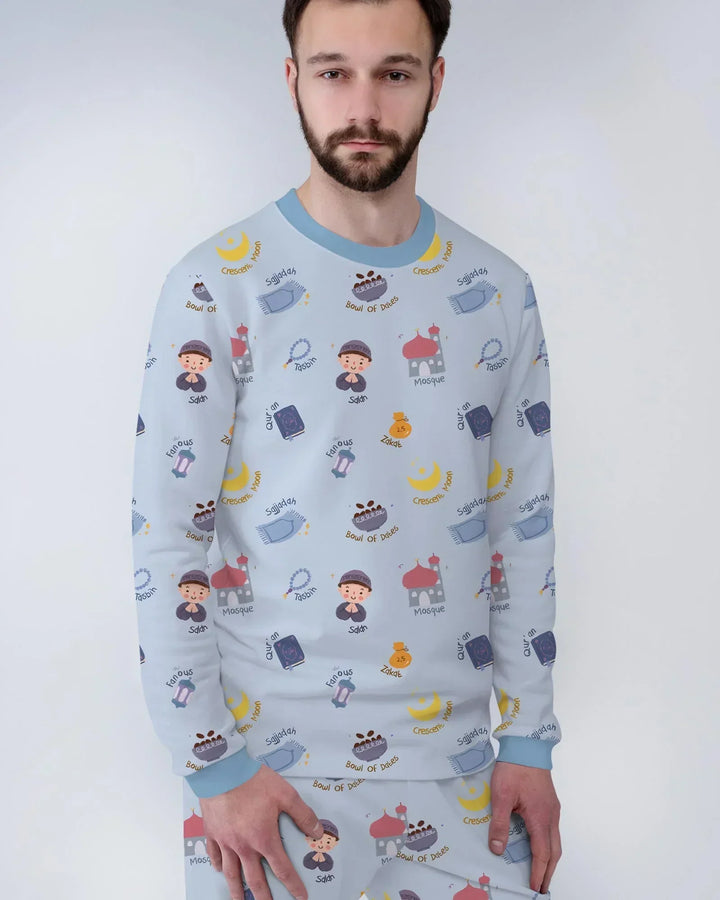 Cute Ramadhan Mubarak Bamboo Men's Pajama Set