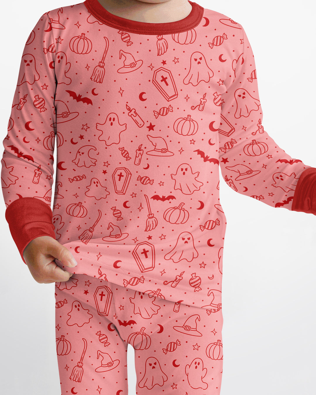 Cute Aesthetic Spooky Halloween Boo Bamboo Two Piece Long Sleeve Pajama Set