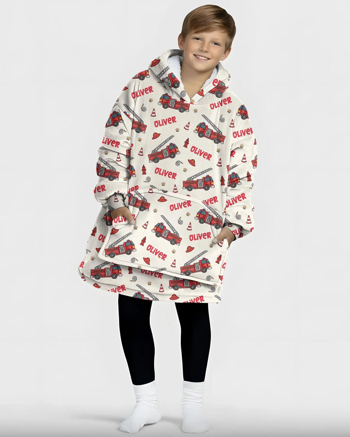 Custom Name Future Firefighters Bamboo Blanket Hoodie