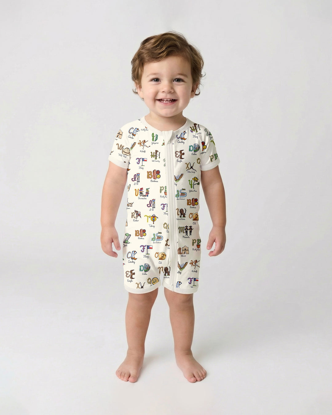 Texas Alphabet Bamboo Shorty Zippy