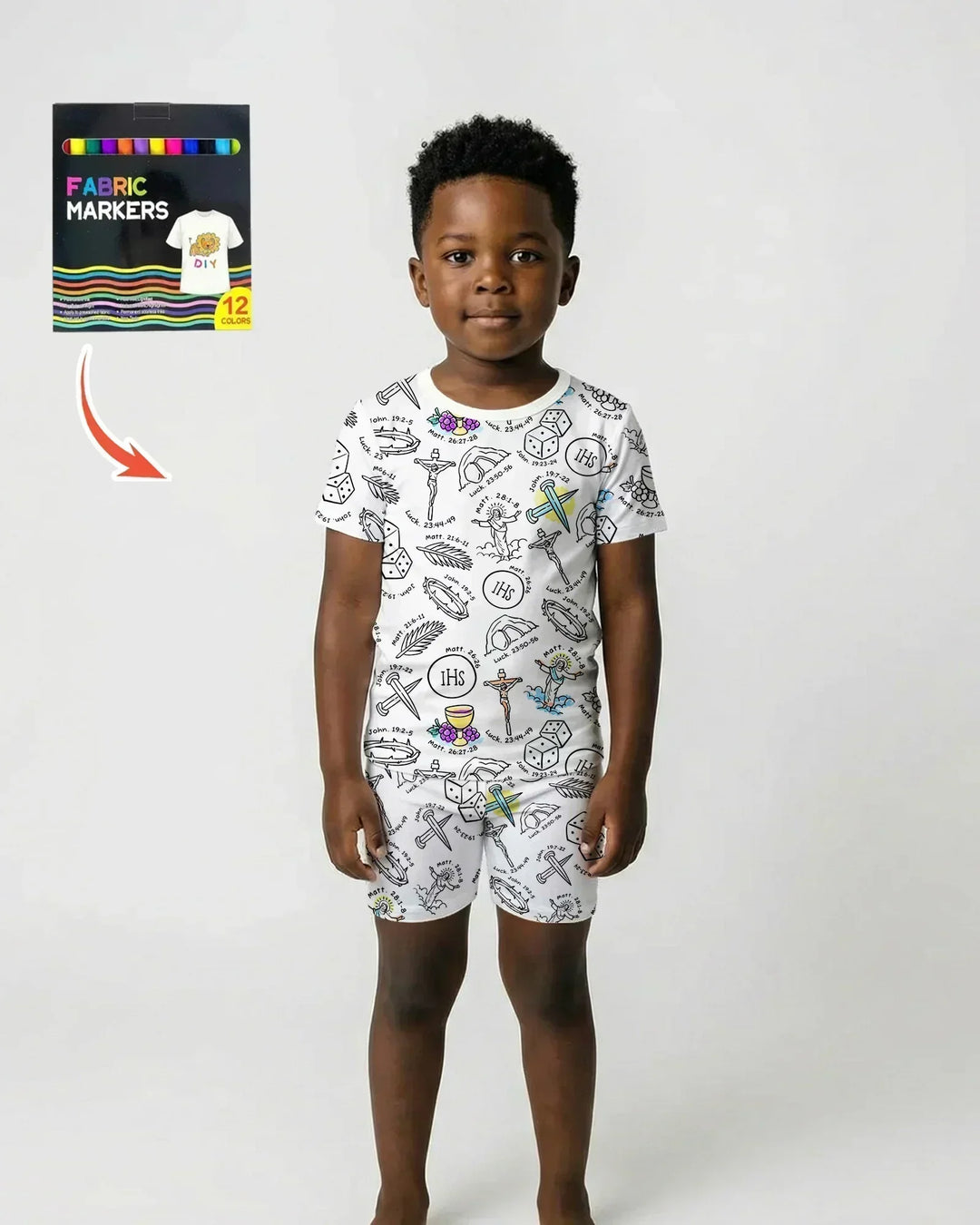 Easter Story Colorable Bamboo Two Piece Short Sleeve Shorts Pajama Set