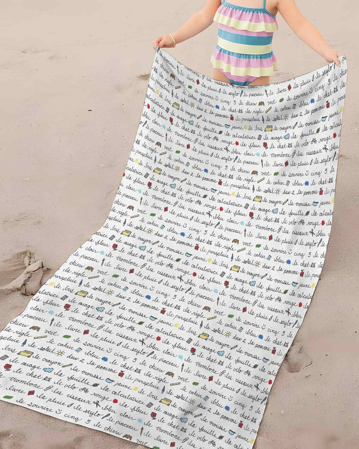 French Classroom Notes Bamboo Beach Towel