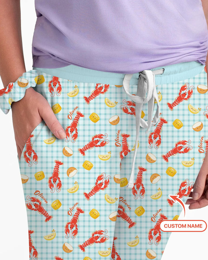 Custom Name Preppy Crawfish Season Bamboo Women Pajama Set