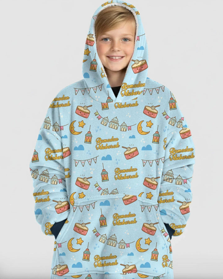 Ramadan Mubarak Wearable Bamboo Blanket Hoodie