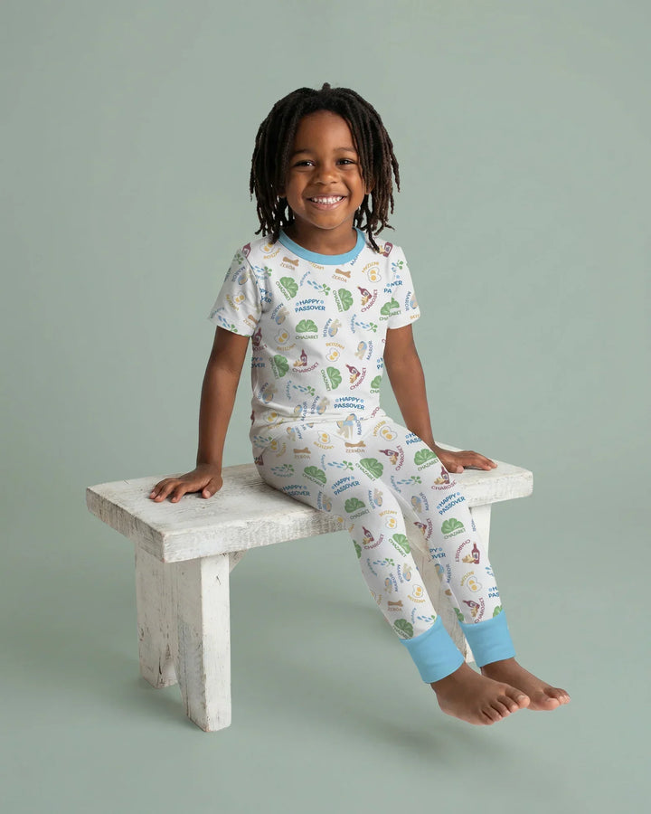 Happy Passover Matching Family Bamboo Two Piece Short Sleeve Pajama Set