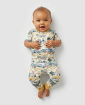 Whimsical Watercolor School Village Bamboo Two Piece Short Sleeve Pajama Set