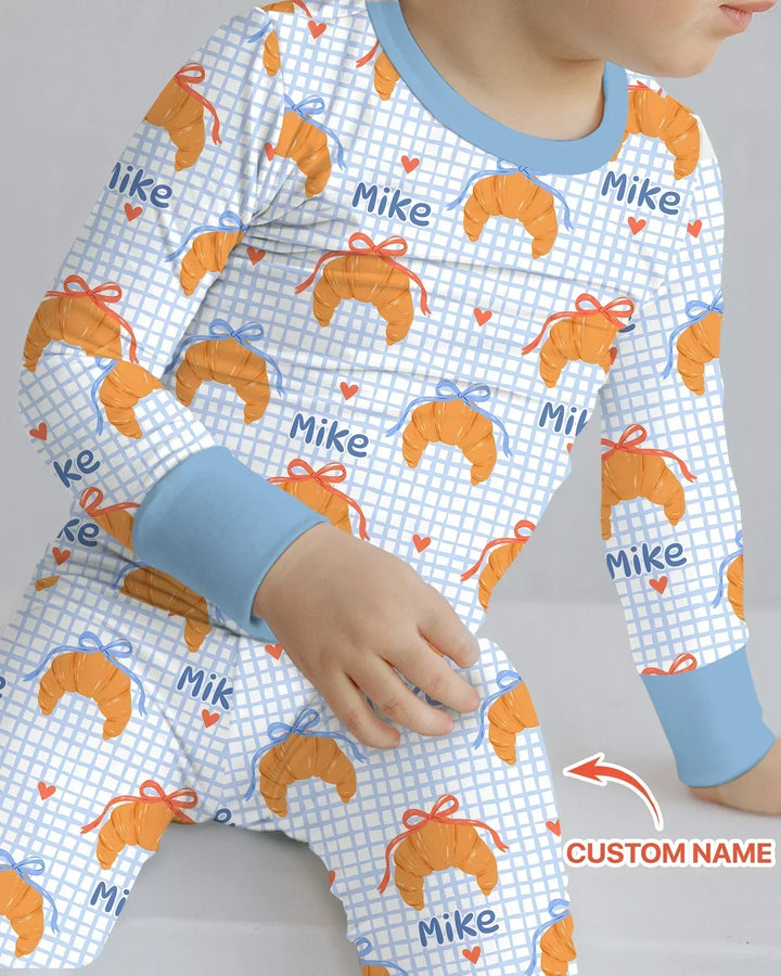 Breakfast Love Family Matching Bamboo Two Piece Long Sleeve Pajama Set