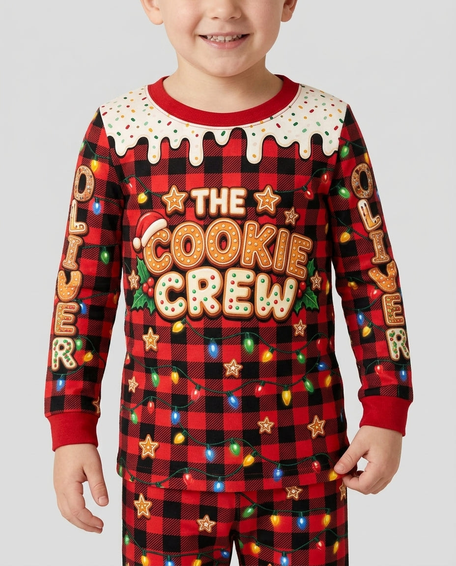 The Cookie Crew Custom Gingerbread Letter Bamboo Two Piece Long Sleeve Pajama Set