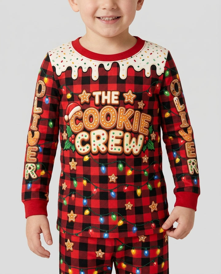 The Cookie Crew Custom Gingerbread Letter Bamboo Two Piece Long Sleeve Pajama Set
