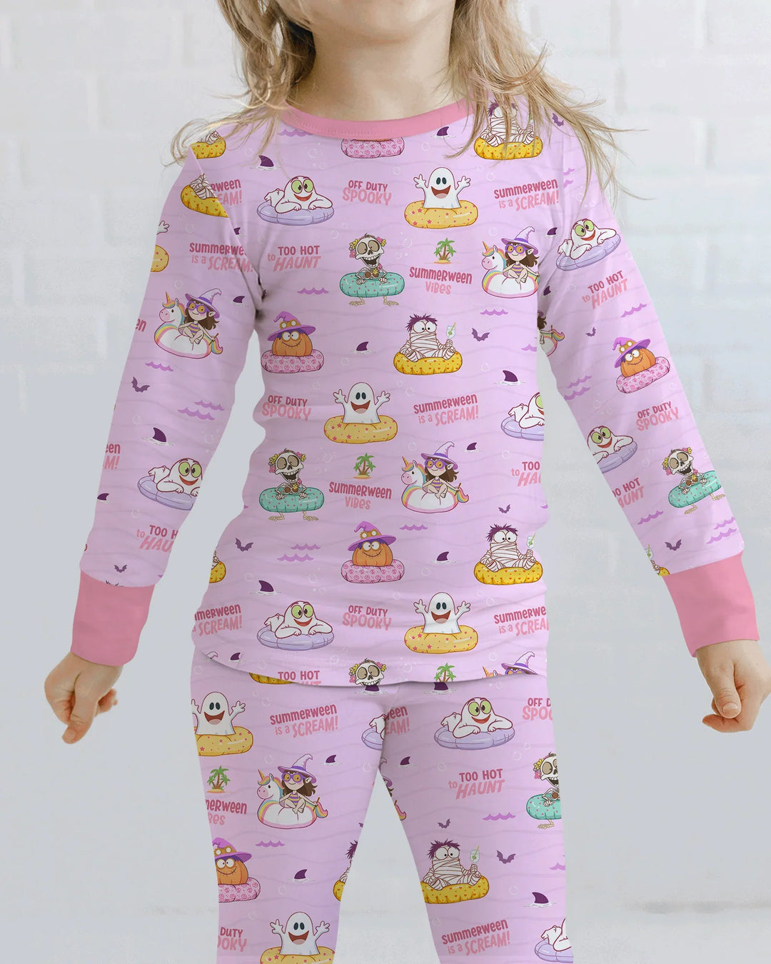 Summerween Cartoon Bamboo Two Piece Long Sleeve Pajama Set