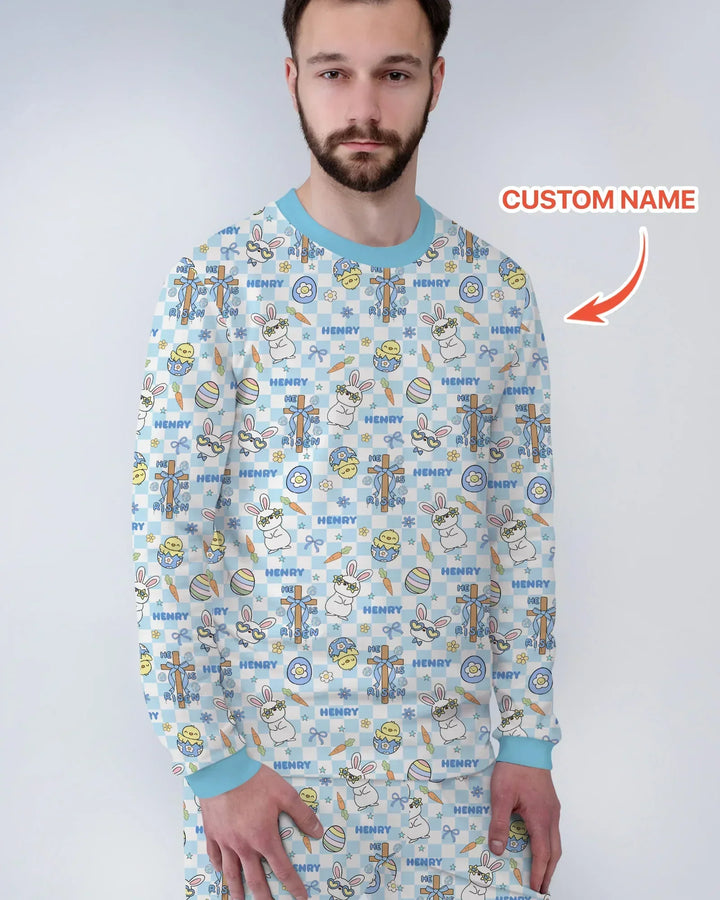 Custom Name Retro Easter Bamboo Men's Pajama Set