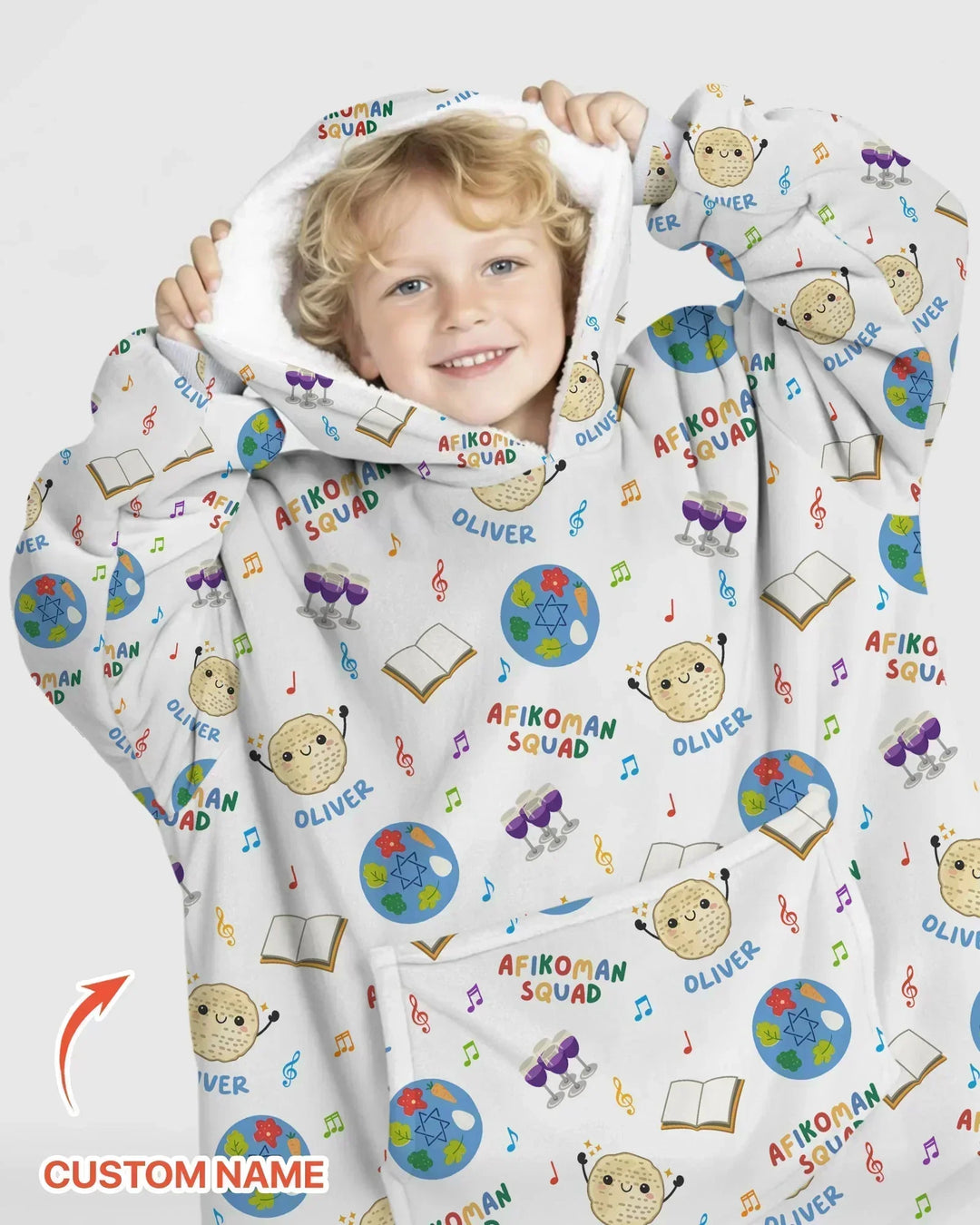 Custom Name Passover Afikoman Squad Bamboo Blanket Hoodie