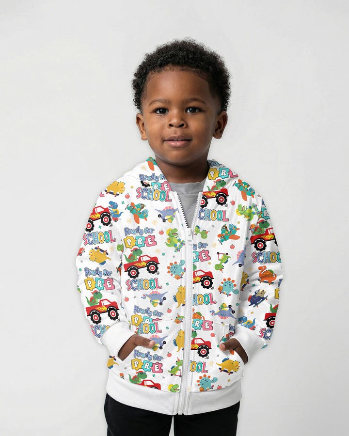First Day of Preschool T-Rex Bamboo Zip Hoodie