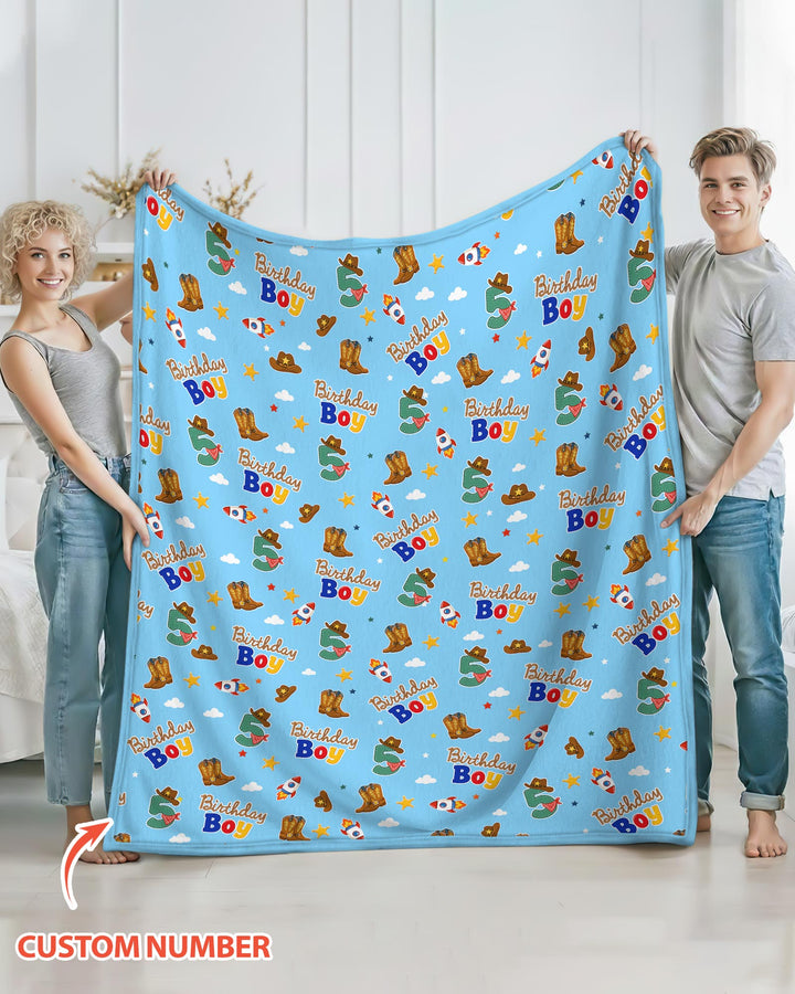Custom Birthday Western Boy Bamboo Blanket