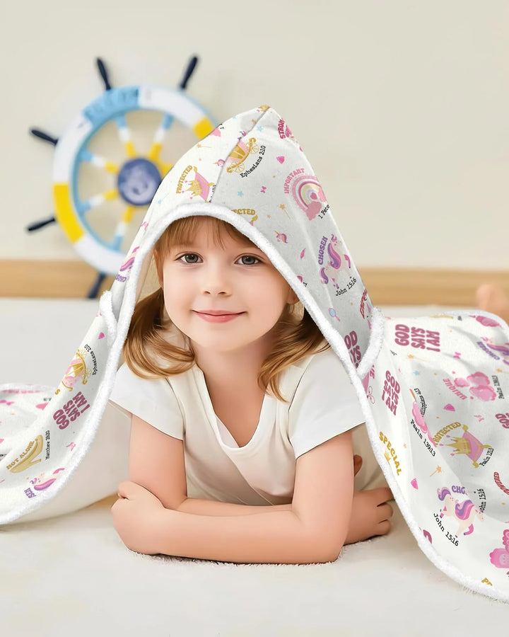 God Says I Am Girl Bamboo Wearable Hooded Blanket