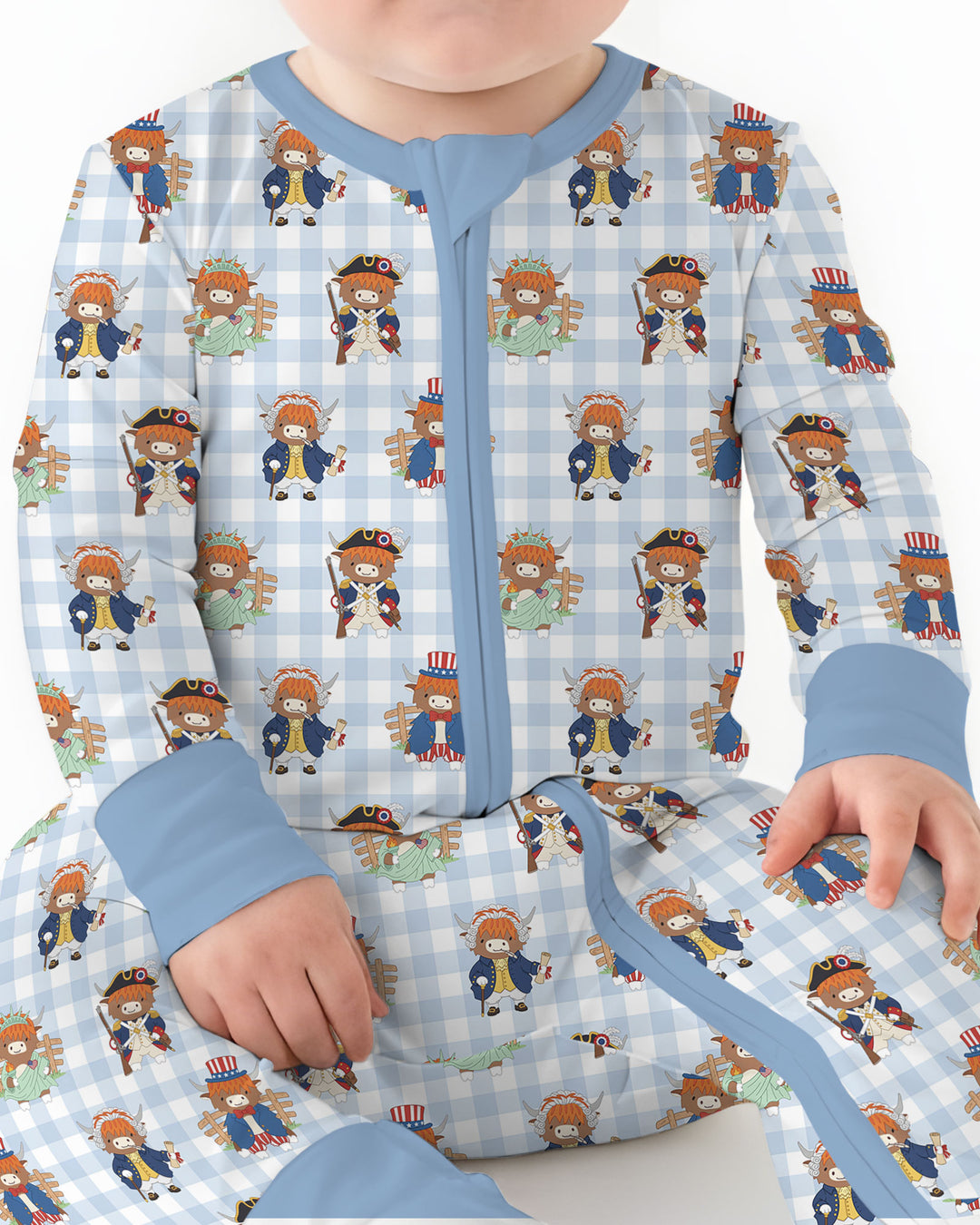 Patriotic 4th of July Highland Cow Bamboo Convertible Zippy