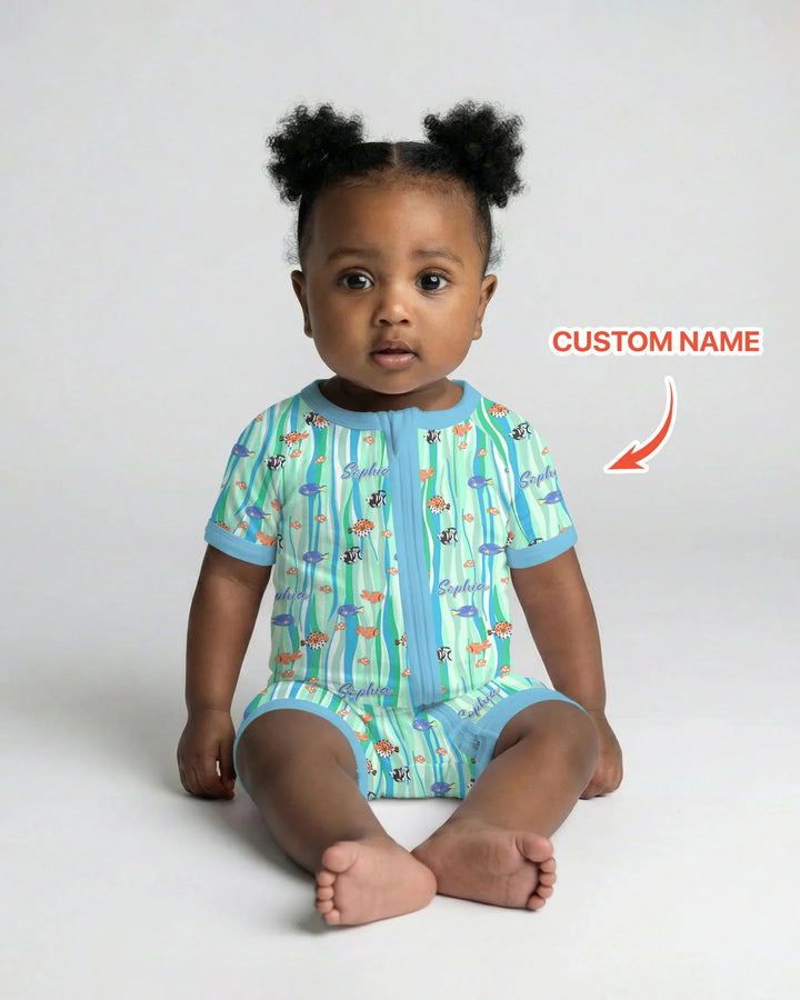 Custom Name Summer Beach Bamboo Shorty Zippy