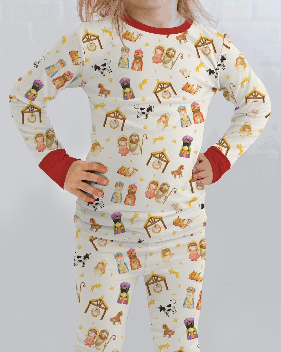 Away In A Manger Bamboo Two Piece Long Sleeve Pajama Set
