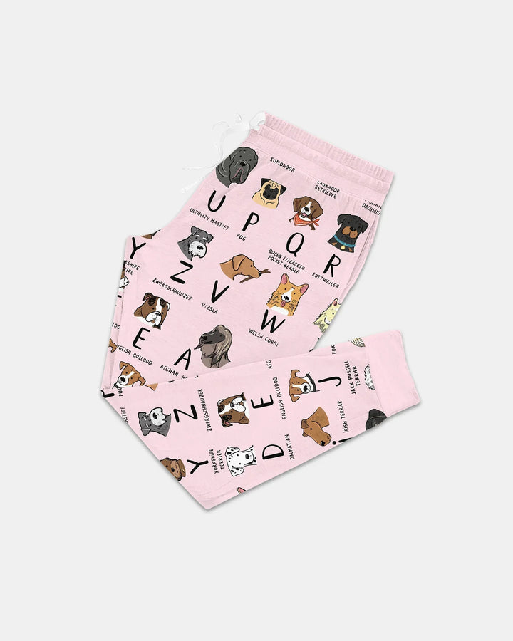 Funny Dogs Alphabet Bamboo Women Pajama Set