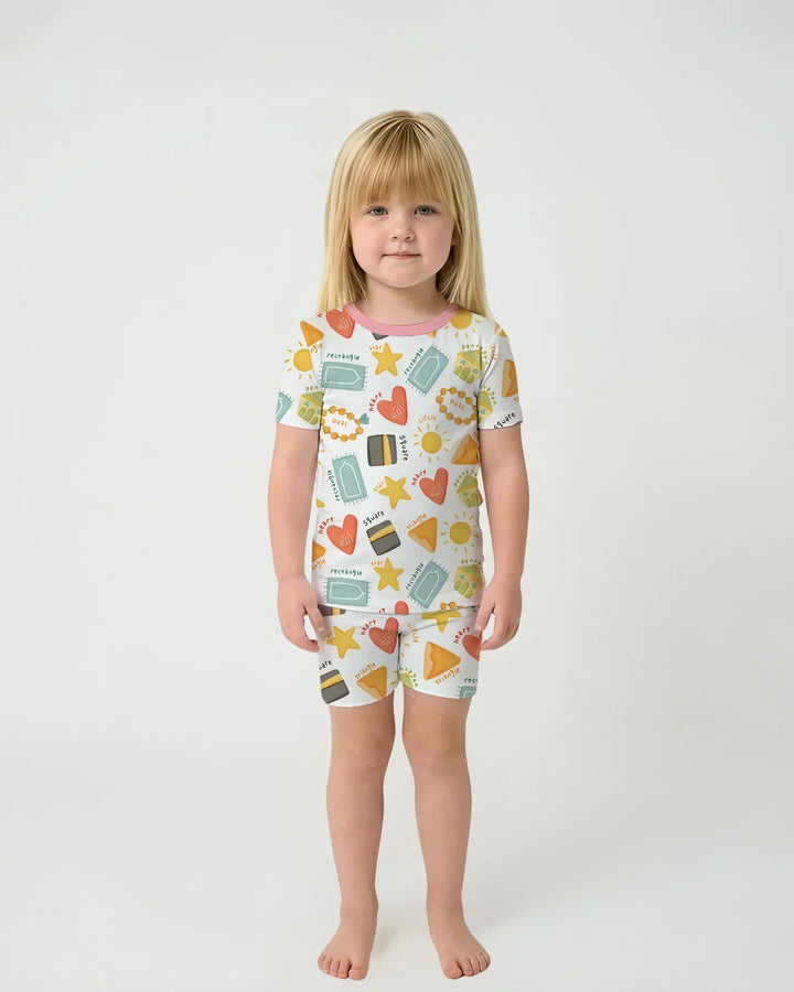 Islamic Shapes Bamboo Two Piece Short Sleeve Shorts Pajama Set