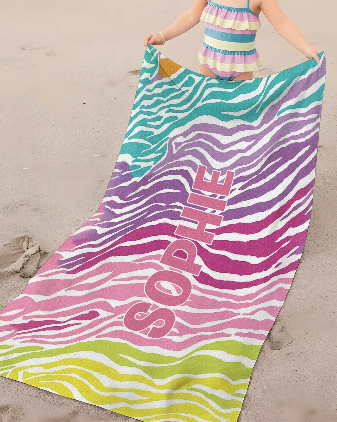 Custom Name Pretty Pattern Bamboo Beach Towel