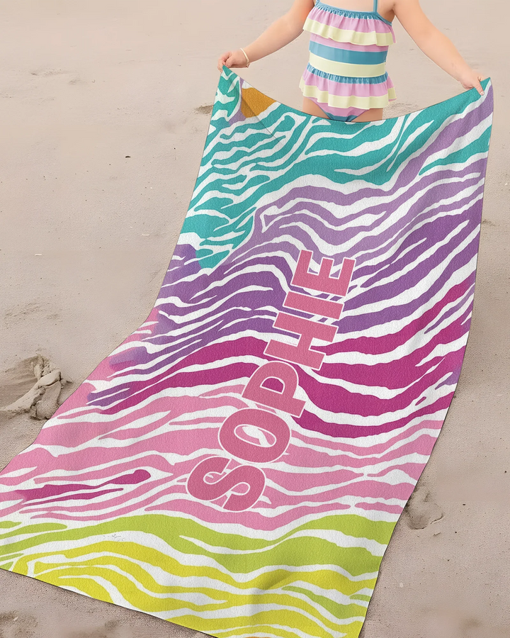 Custom Name Pretty Pattern Bamboo Beach Towel