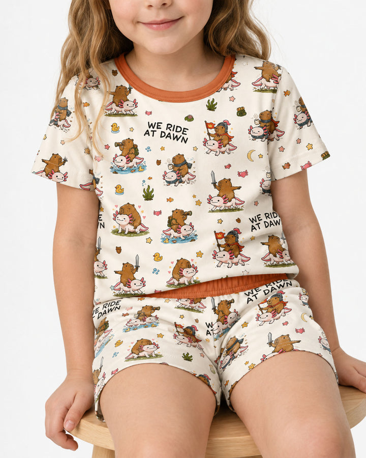 We Ride At Dawn Bamboo Two Piece Short Sleeve Shorts Pajama Set