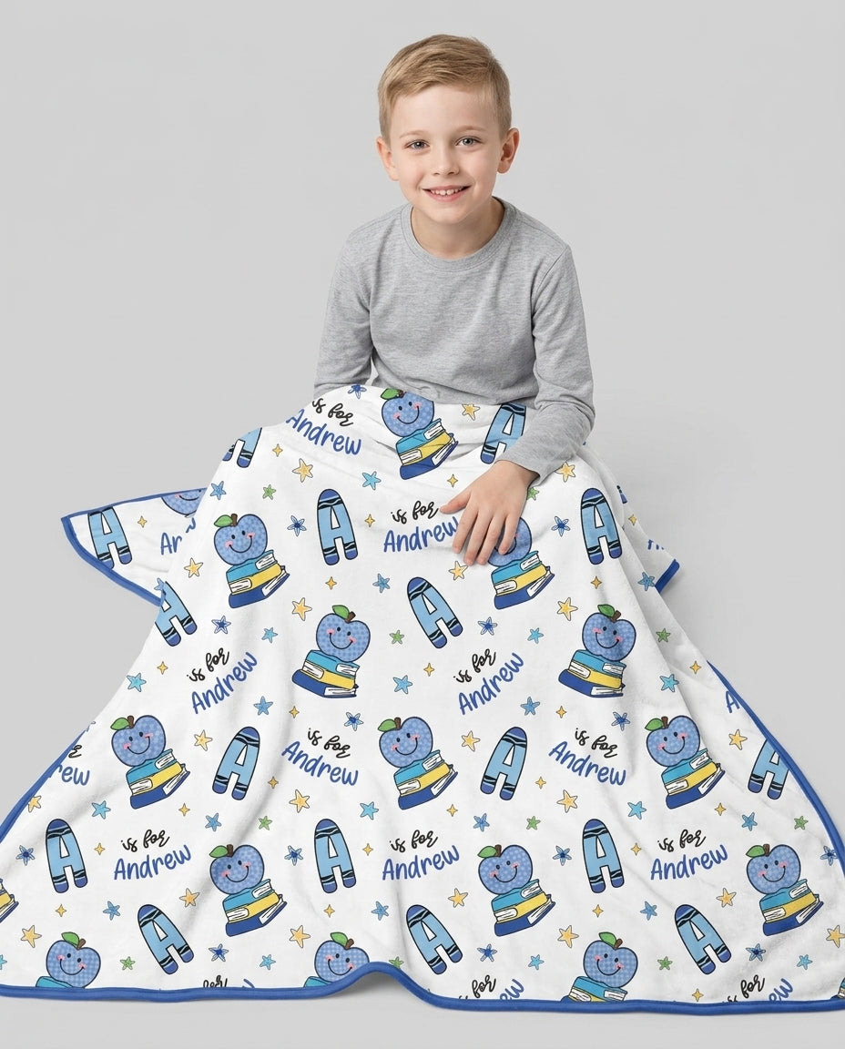 Custom Name Crayon Alphabet Bamboo Blanket