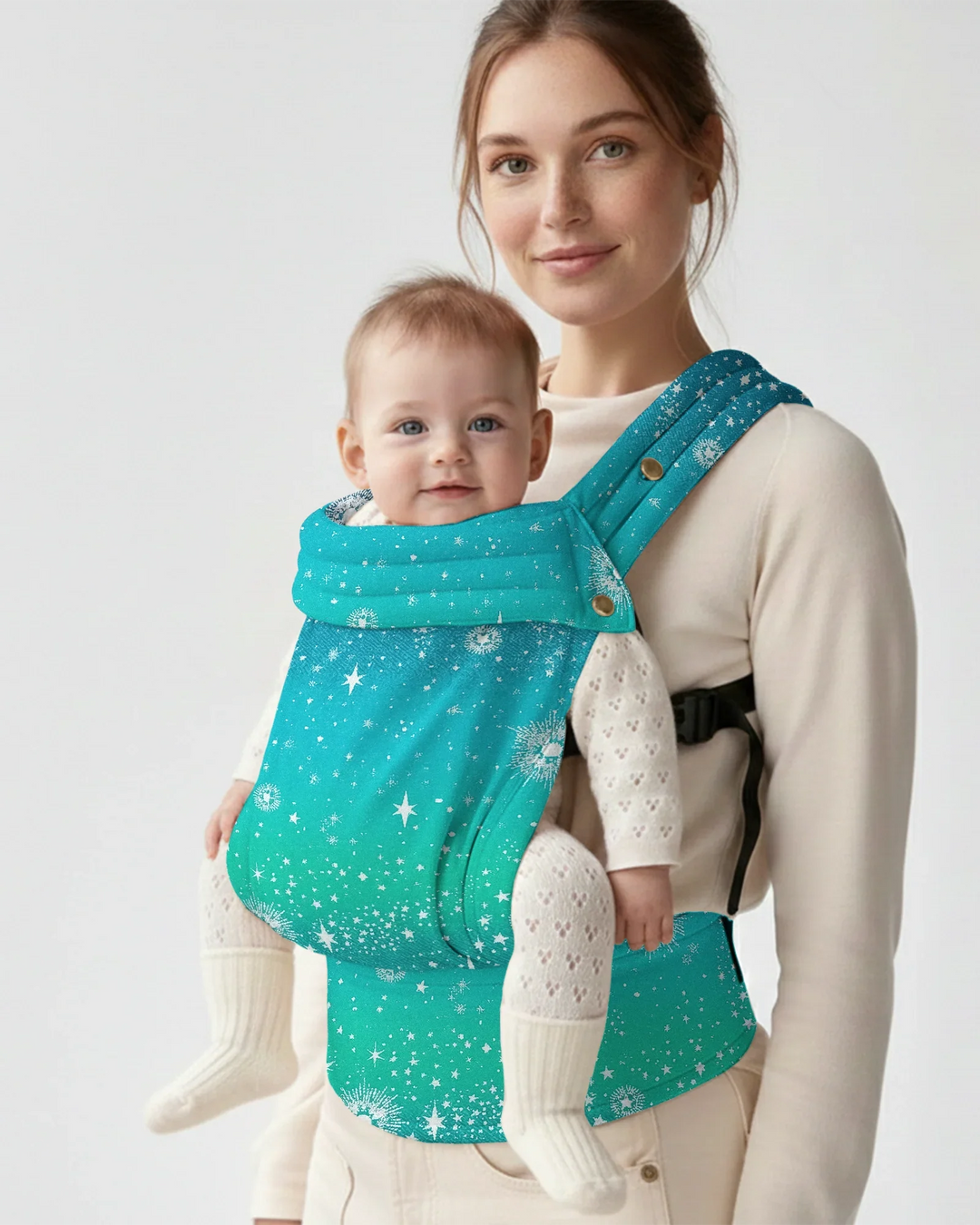 Teal Starry Night Sparkle Baby Carrier