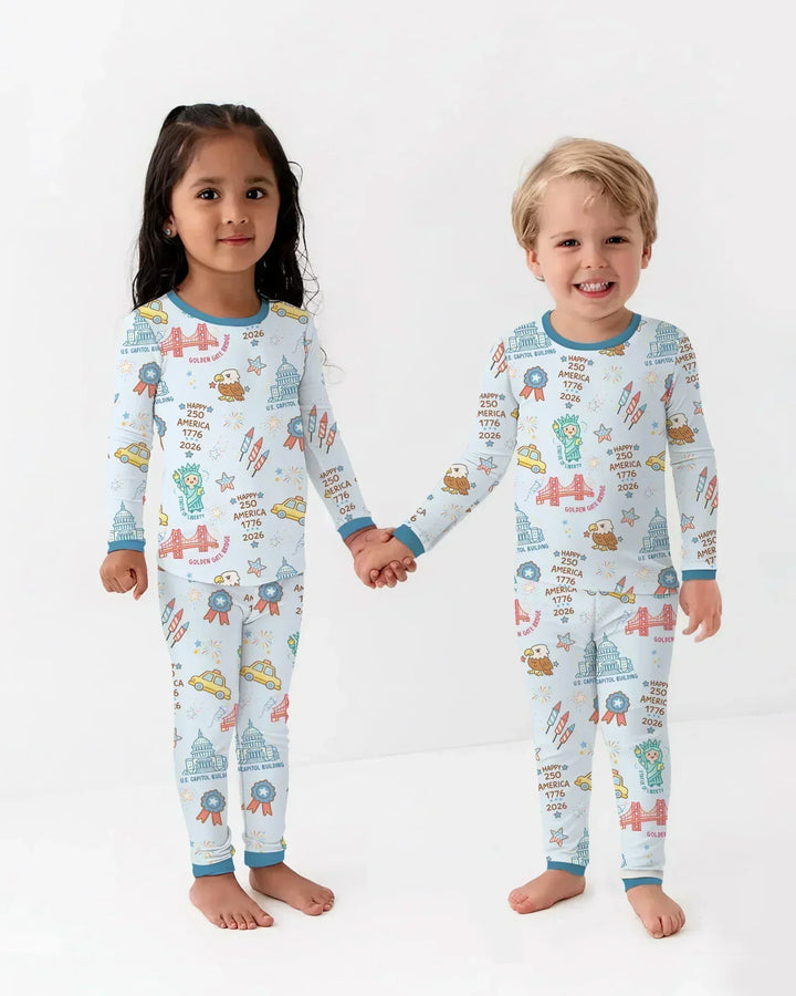 250 Years Of Freedom Bamboo Two Piece Long Sleeve Pajama Set