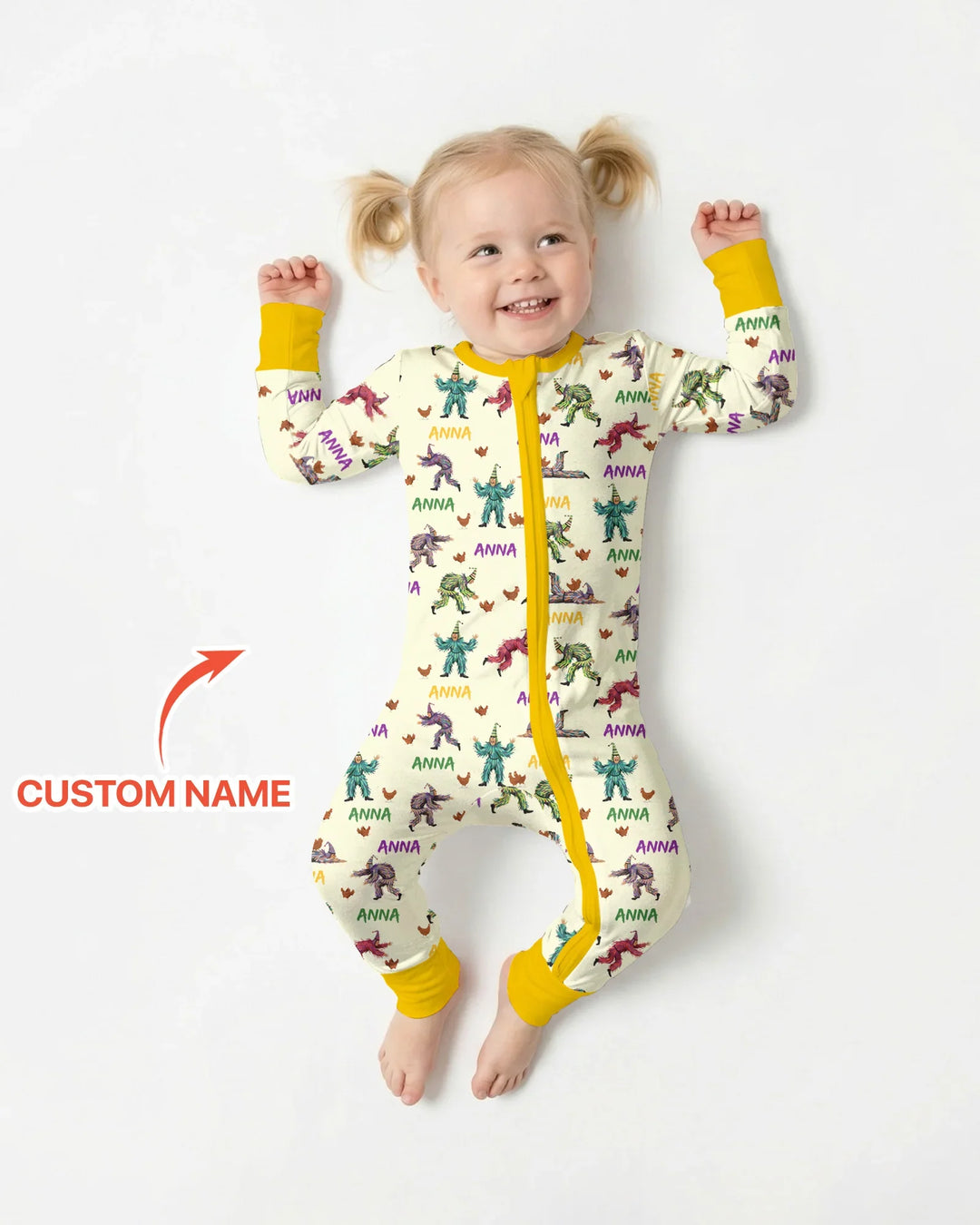 Custom Name Mardi Gras Chicken Chase Family Matching Bamboo Convertible Zippy