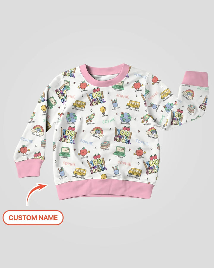 Custom Name Celebration Hundred Days Bamboo Crewneck Sweatshirt