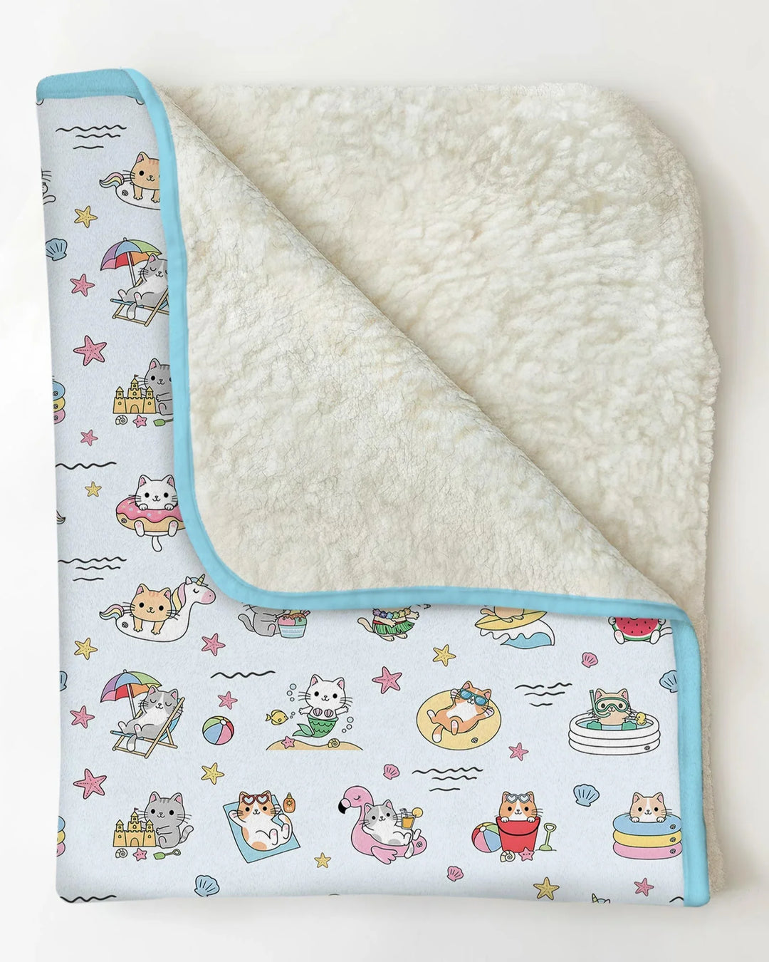 Kawaii Cats Summer Vacation Bamboo Blanket