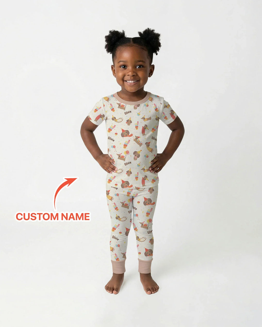 Dachshund Birthday Bamboo Two Piece Short Sleeve Pajama Set