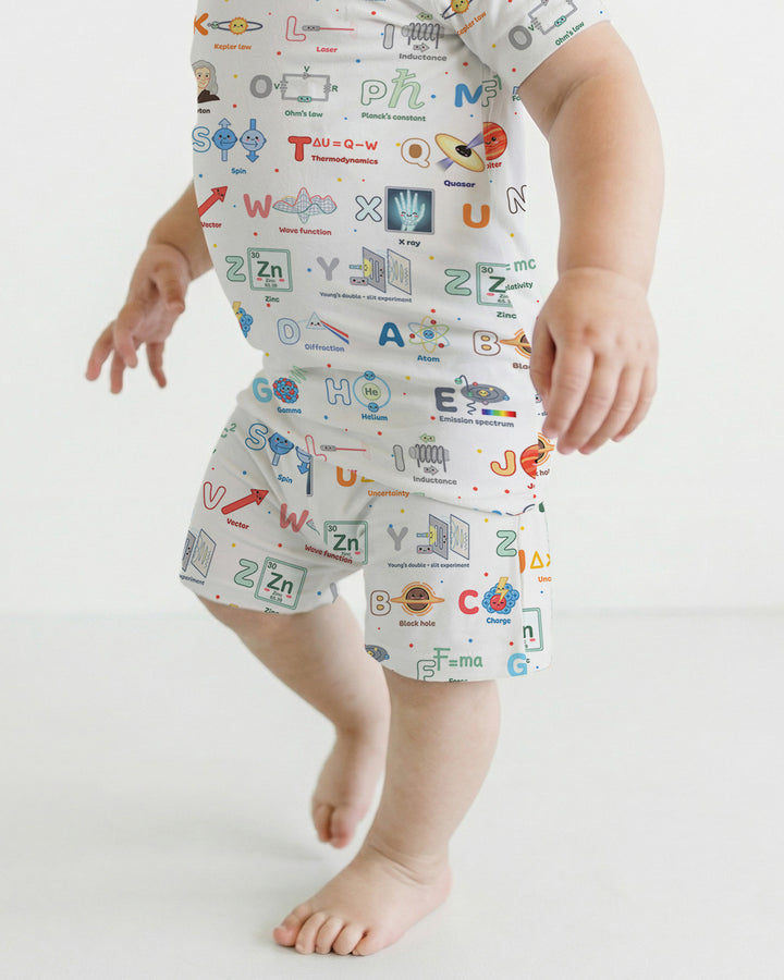 The Physics Alphabet Bamboo Two Piece Short Sleeve Shorts Pajama Set