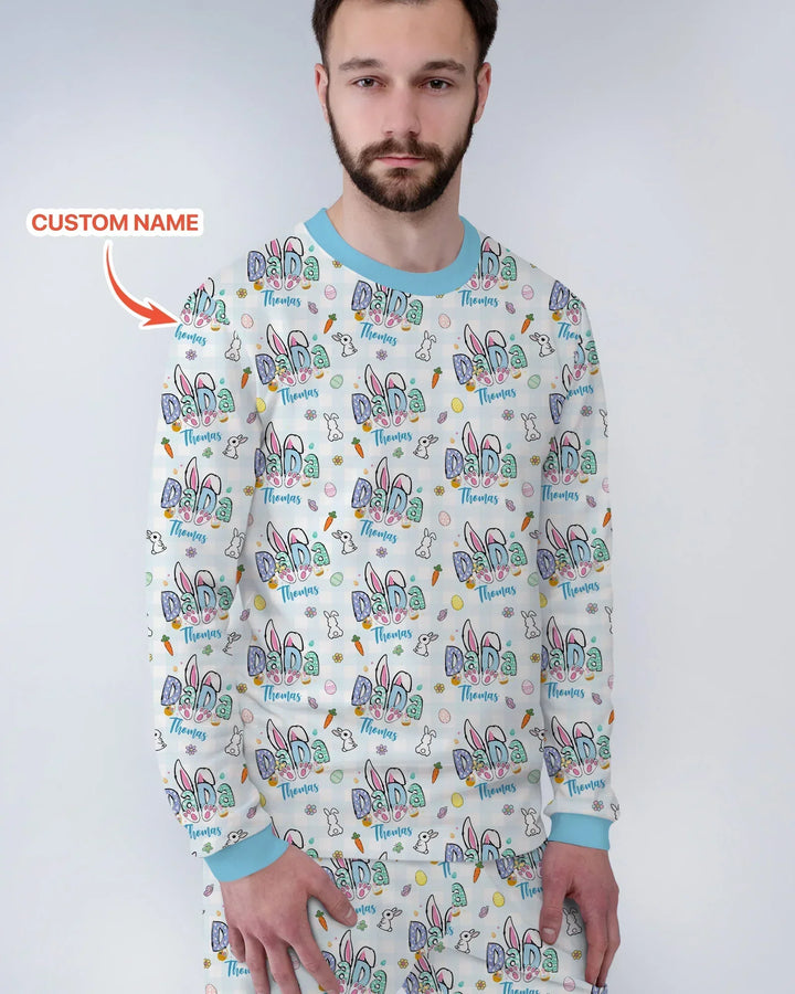 Custom Name Easter Family Matching Bamboo Men's Pajama Set